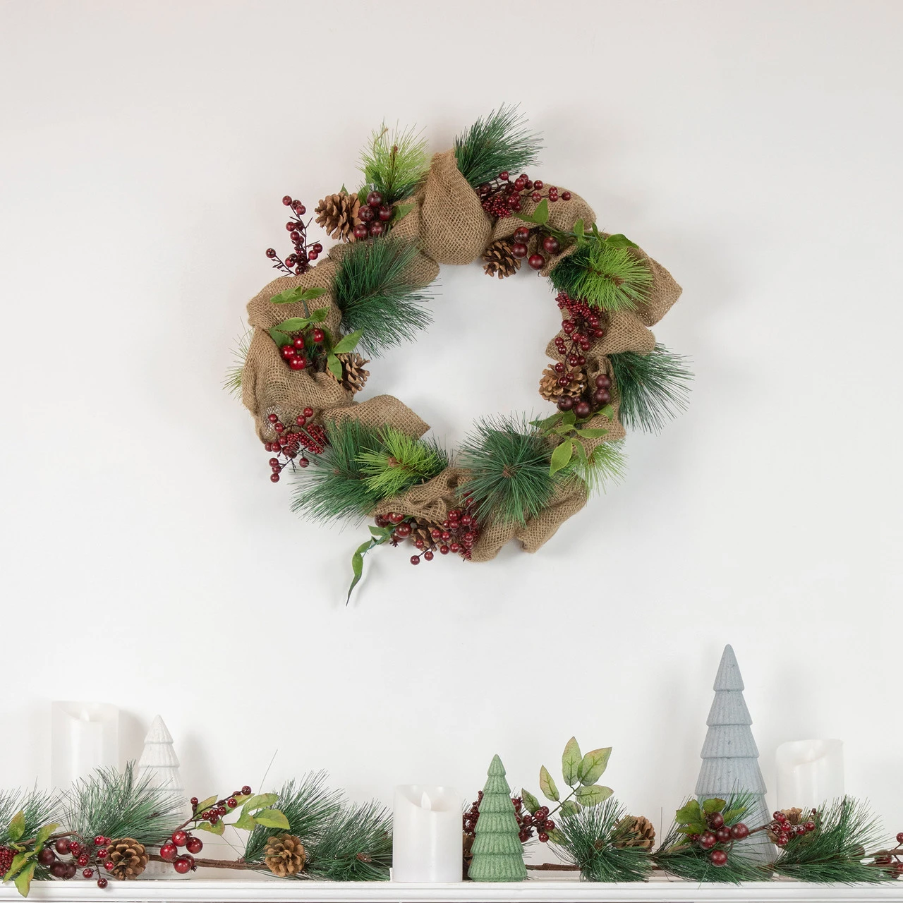4.5' X 5.5" Green And Red Snow Dusted Artificial Christmas Garland - Unlit - Image 2