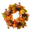 Orange Pumpkins, Pine Cones And Berries Fall Harvest Wreath - 24 Inch, Unlit