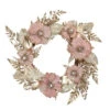 Champange And Pink Flower Wreath, 24-Inch, Unlit