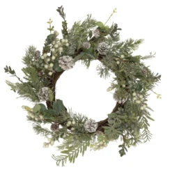 White Berry, Eucalyptus And Pinecone Christmas Wreath, 20-Inch, Unlit