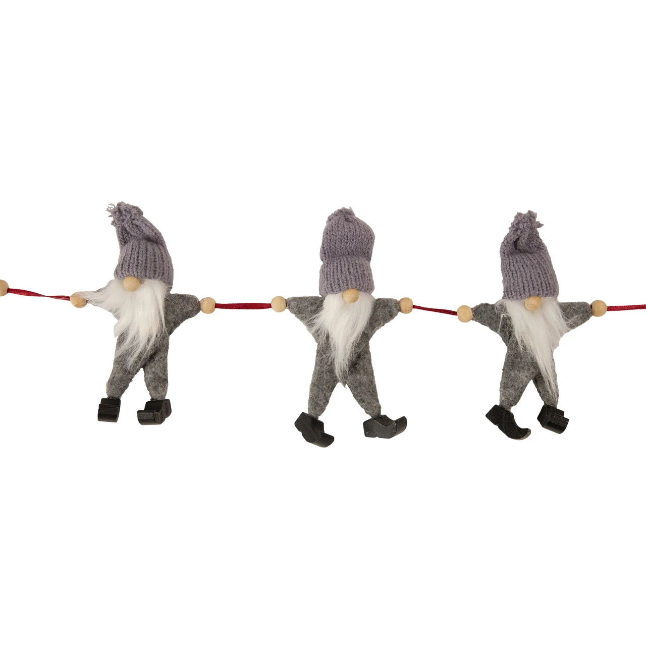 30" Gray And White Knit Gnome Novelty Christmas Garland - Image 3