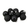 9ct Shiny And Matte Black Glass Ball Christmas Ornaments 2.5" (65mm)