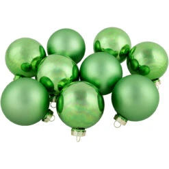 9ct Grass Green Finish Glass Christmas Ball Ornaments 2.5" (65mm)