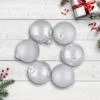 6ct Silver Shiny And Matte Christmas Ball Ornaments 3.25" (80mm)