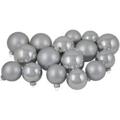 72ct Silver Shiny And Matte Christmas Glass Ball Ornaments 4" (100mm)