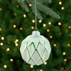 4ct Emerald Green And White Matte Christmas Ball Ornaments 4" (100mm)