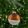 4ct White And Gold Shiny Glass Christmas Ball Ornaments 3.25" (80mm)