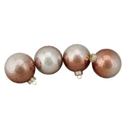 4ct Brown And Silver Hand Blown Shiny Glass Christmas Ball Ornaments 3.25" (80mm)