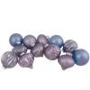 Set Of 12 Purple Tone Finial And Glass Ball Christmas Ornaments