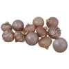 Set Of 12 Blush Pink Finial And Glass Ball Christmas Ornaments