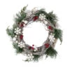Snowflakes And Berries Winter Foliage Christmas Wreath, 24-Inch, Unlit