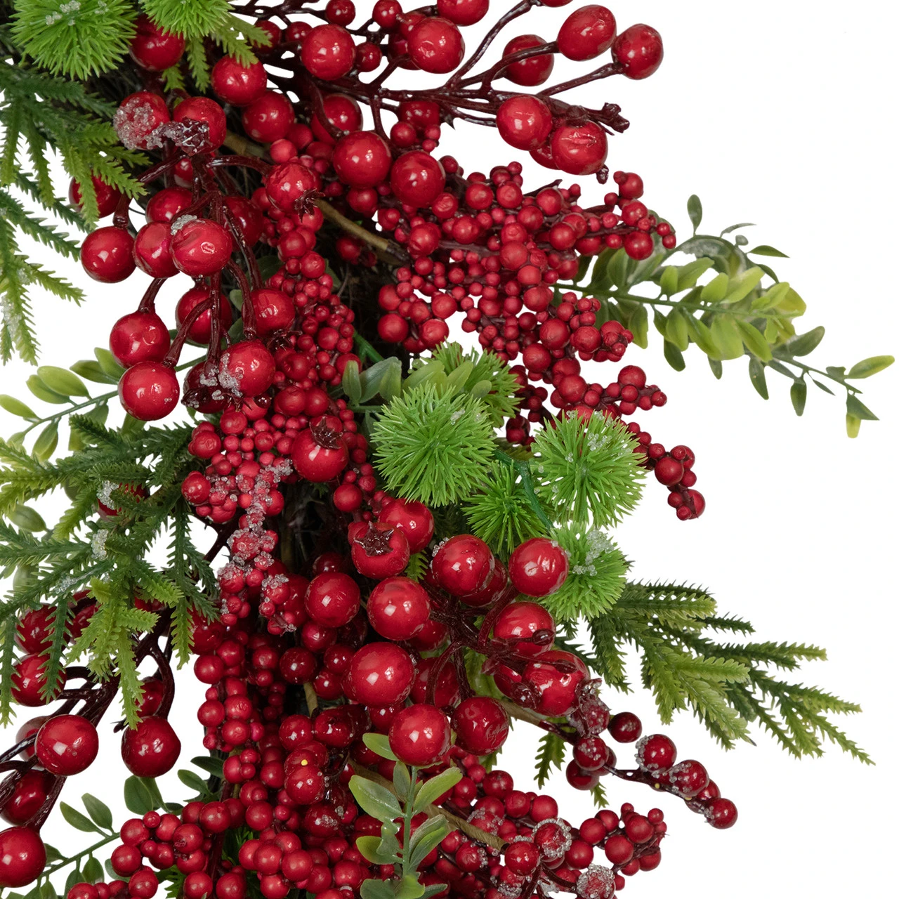 Artificial Frosted Red Berry And Pine Christmas Wreath, 28-Inch, Unlit - Image 3