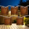 10-Count Brown Tropical Bamboo Outdoor Patio String Light Set, 7.25ft White Wire