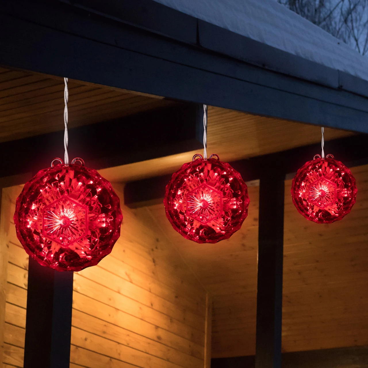 6" LED Lighted Red Crystal Sphere Outdoor Christmas Decoration - Image 3