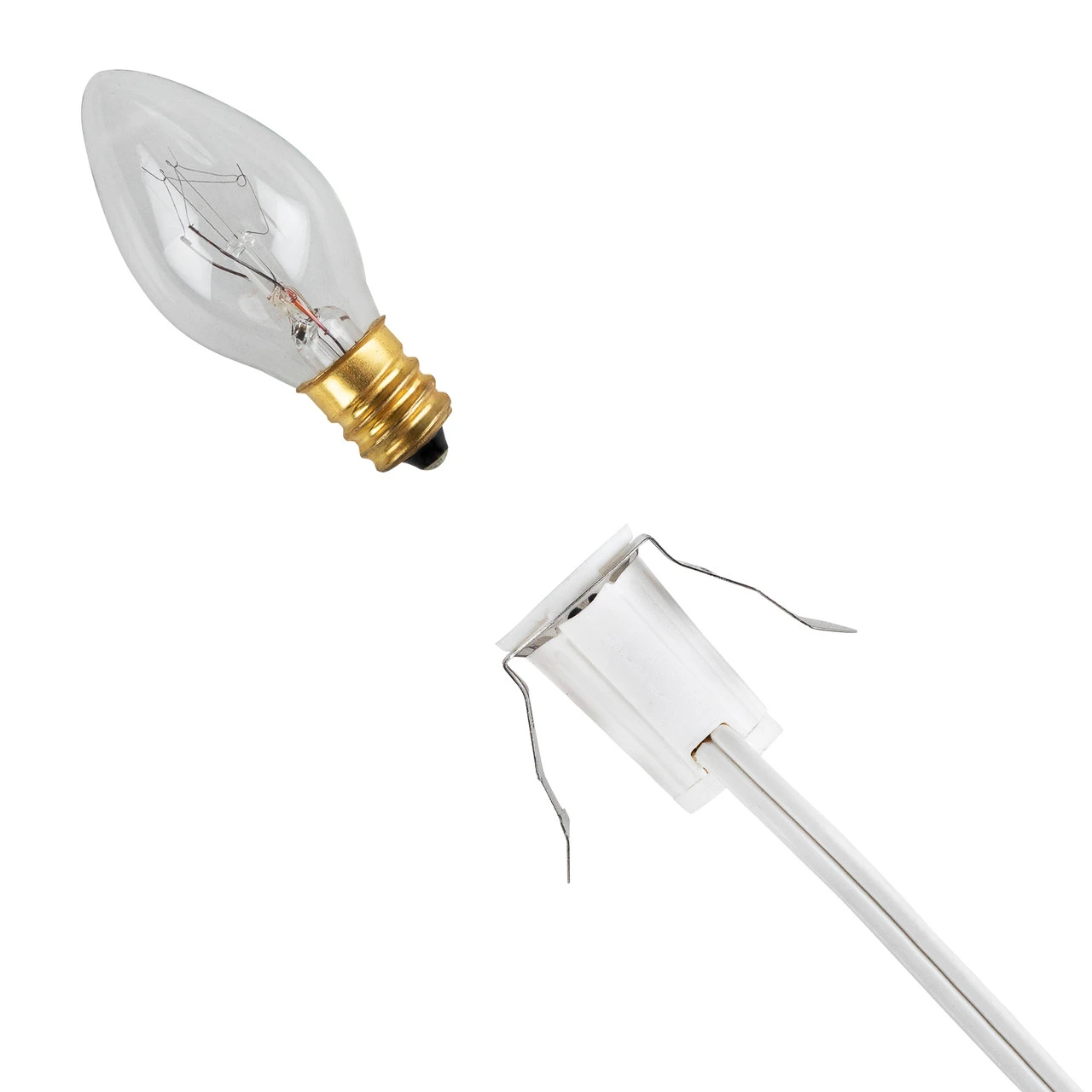 Christmas Village Replacement C7 Single Light Cord, 6' White Wire - Image 4