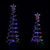 Set Of 2 LED Lighted Multi-Color Outdoor Spiral Christmas Cone Trees 3', 4'