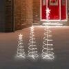 Set Of 3 LED Lighted Warm White Outdoor Spiral Christmas Cone Trees 3', 4', And 6'
