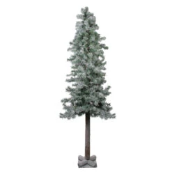 6' Slim Flocked And Glittered Woodland Alpine Artificial Christmas Tree – Unlit