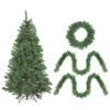 4-Piece Artificial Winter Spruce Christmas Tree, Wreath And Garland Set 6.5' - Clear Lights