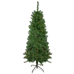 6' Pre-Lit Alberta Pine Slim Artificial Christmas Tree - Multi Lights