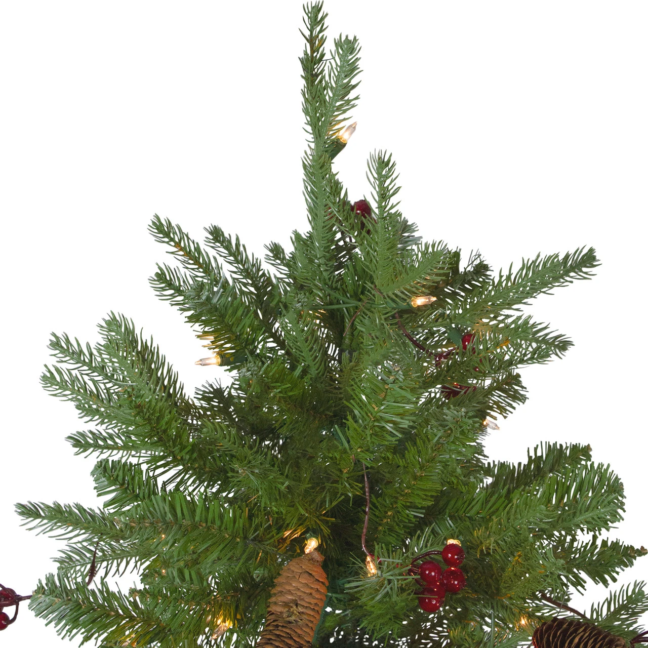 7.5’ Pre-Lit Mixed Winter Berry Pine Artificial Christmas Tree - Clear Lights - Image 4
