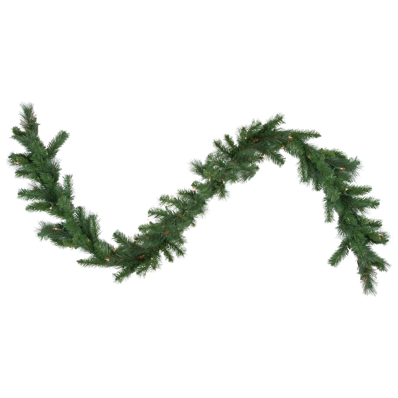 9' X 12" Green Pre-Lit Beaver Pine Artificial Christmas Garland, Clear Lights