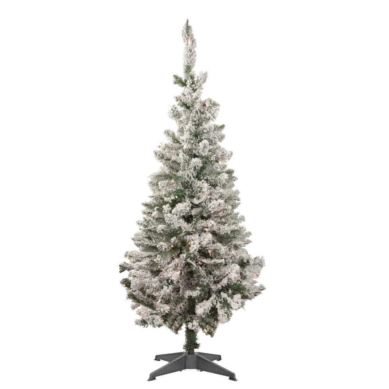4' Pre-Lit Flocked Pine Slim Artificial Christmas Tree, Clear Lights - Image 2