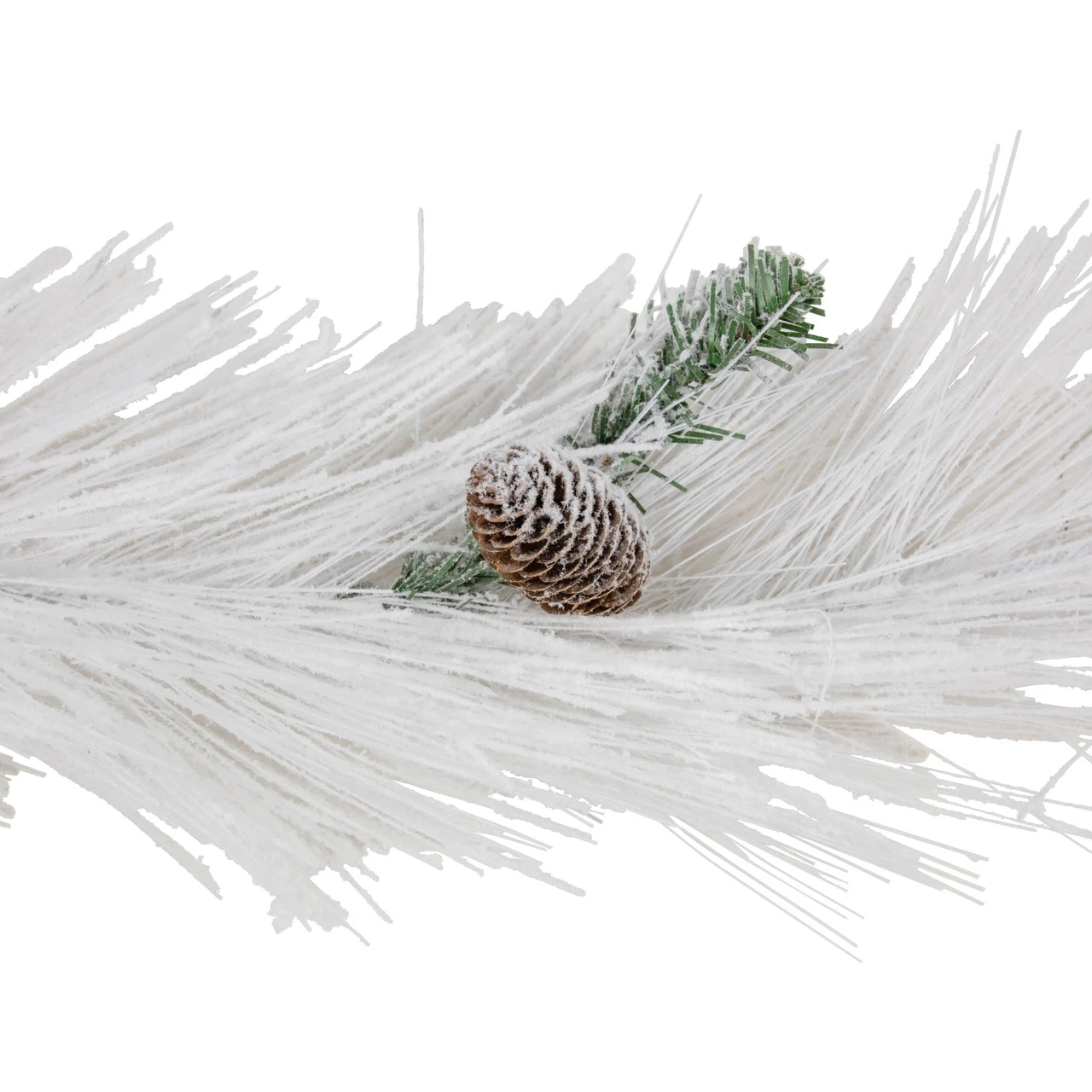 6' X 10" White Flocked Artificial Christmas Garland With Pine Cones, Unlit - Image 5