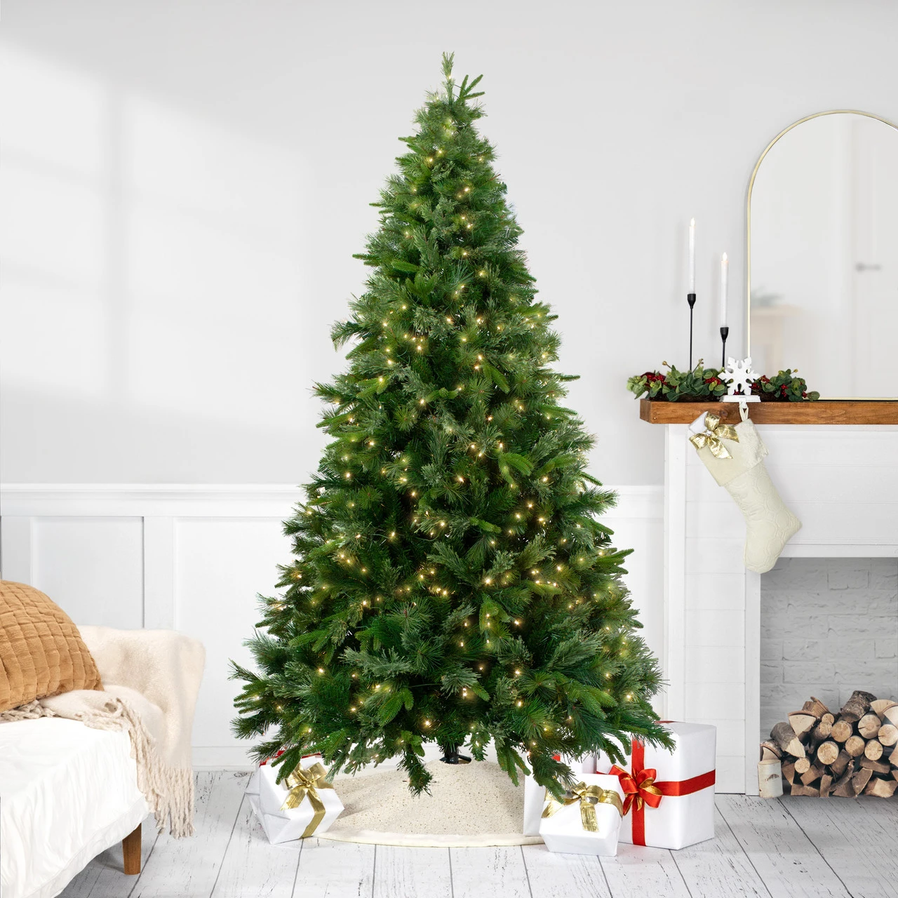 6.5' Pre-Lit Full Ashcroft Cashmere Pine Artificial Christmas Tree - Warm Clear LED Lights
