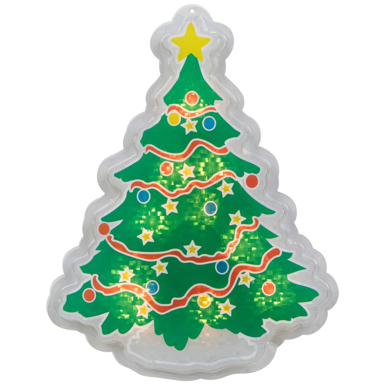 12.5" Lighted Holographic Christmas Tree Window Silhouette Decor - Image 2