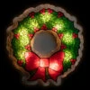 11" Green And Red Lighted Wreath Christmas Window Silhouette Decoration