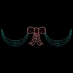 3-Piece Lighted RedBow And Green Swag Christmas Decoration