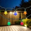 20-Count Multi-Colored Star Shaped LED Christmas Light Set- 4.5ft, Green Wire