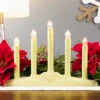 14.5" Ivory 5-Lights Christmas Chandelier On Holly Berry And Bell Base Candle Lamp