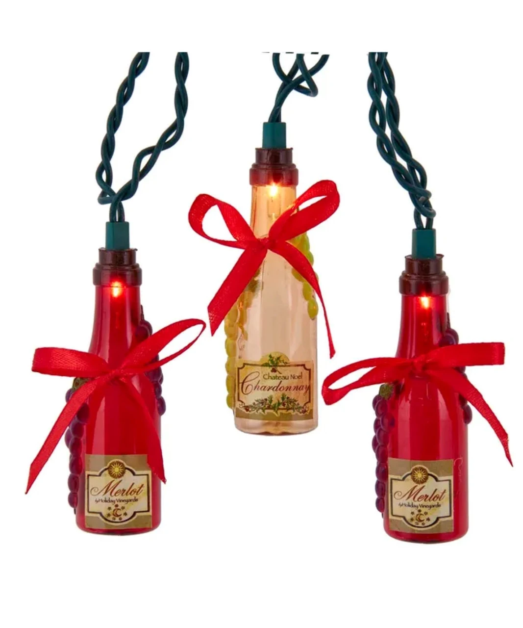 Set Of 10 Red And Pink Champagne Bottles Summer Lights