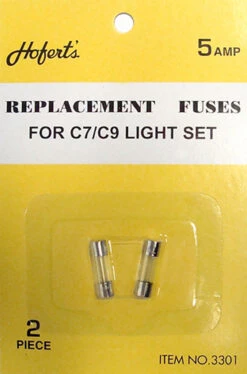 5 Packs Of 2 Ct HOF 3301 Clear Replacement Fuses For C7 Or C9 Light Strings - 5 Amps