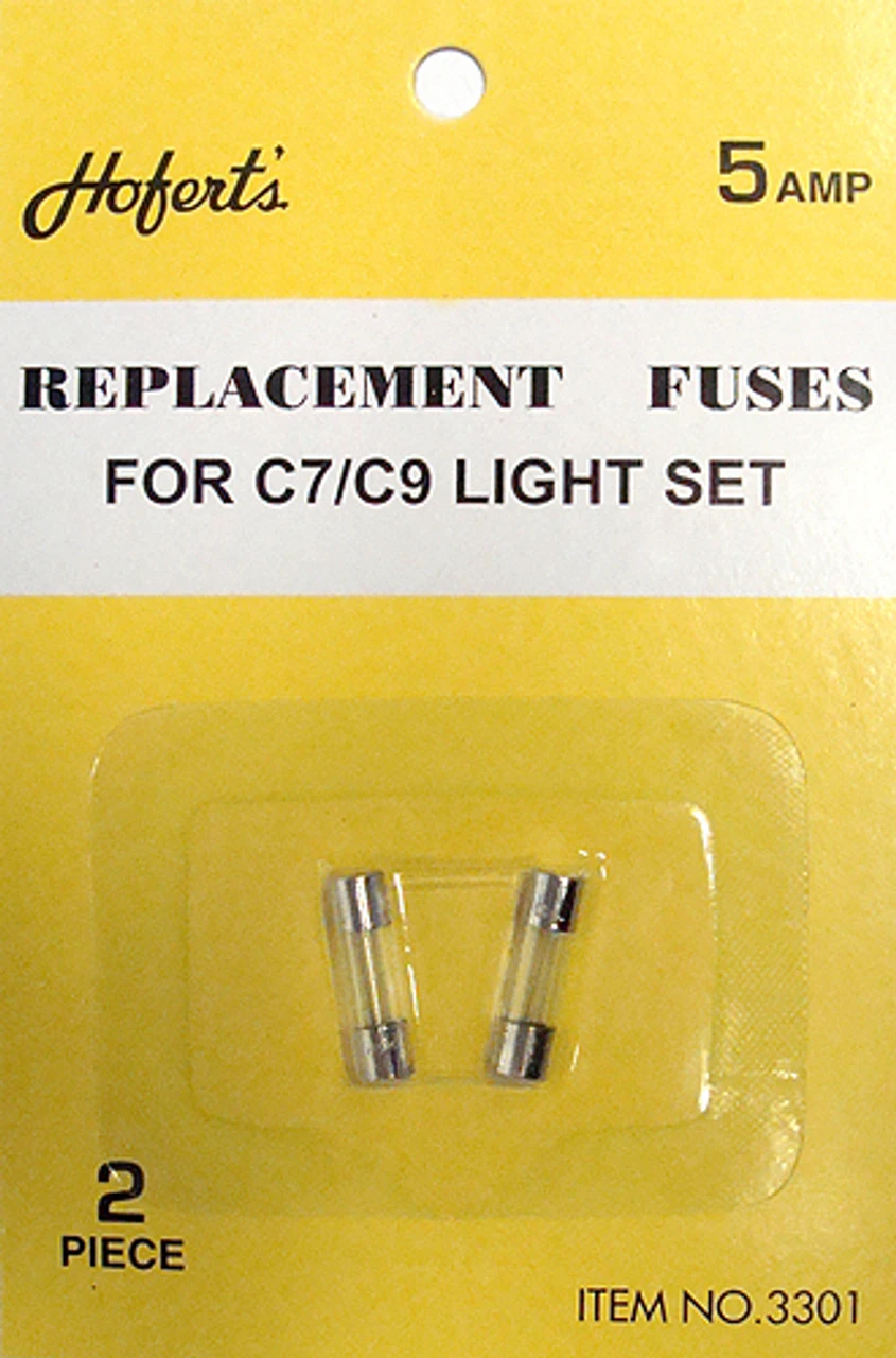 5 Packs Of 2 Ct HOF 3301 Clear Replacement Fuses For C7 Or C9 Light Strings - 5 Amps