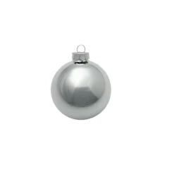 8ct Silver Shiny Glass Christmas Ball Ornaments 3.25" (80mm)