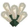 10-Count Clear And Green Transparent ST40 Edison Style Patio Lights, 9 Ft Green Wire