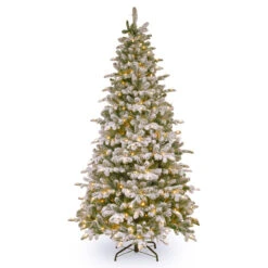 6.5’ Pre-Lit Snowy Everest Fir Artificial Christmas Tree - Clear Lights