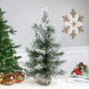 18" Flocked Pine Medium Artificial Christmas Tree In Burlap Base - Unlit