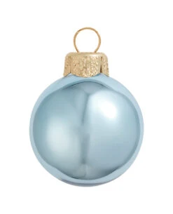 40ct Sky Blue Shiny Glass Christmas Ball Ornaments 1.25" (30mm)