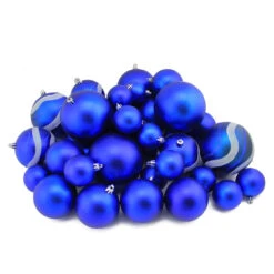 39ct Royal Blue Shatterproof 2-Finish Christmas Ball Ornaments 4" (100mm)