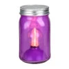 6.5" Battery Operated LED Edison Bulb Vintage-Style Purple Glass Mason Jar Lantern