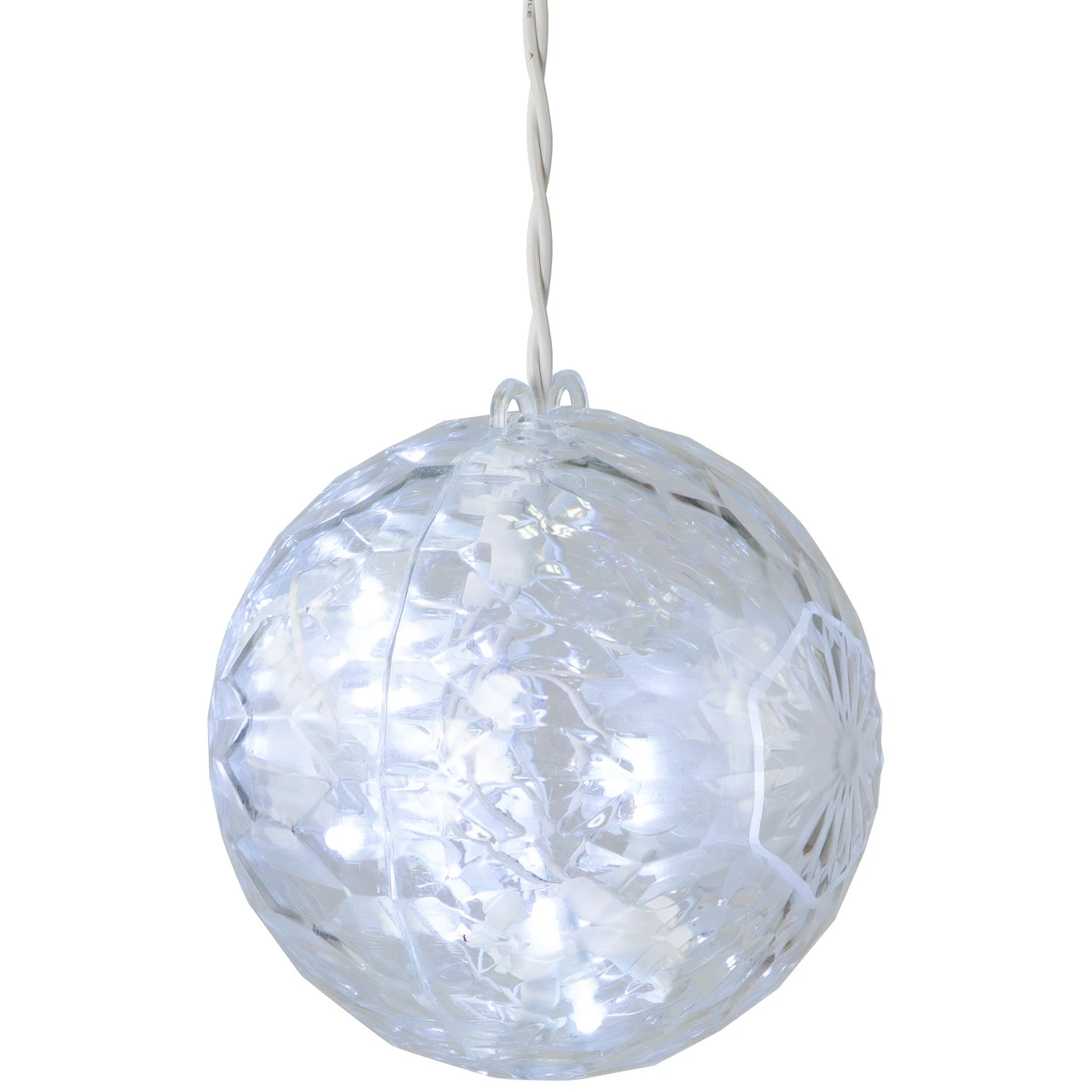 6" Clear LED Hanging Christmas Crystal Sphere Decor - Image 4