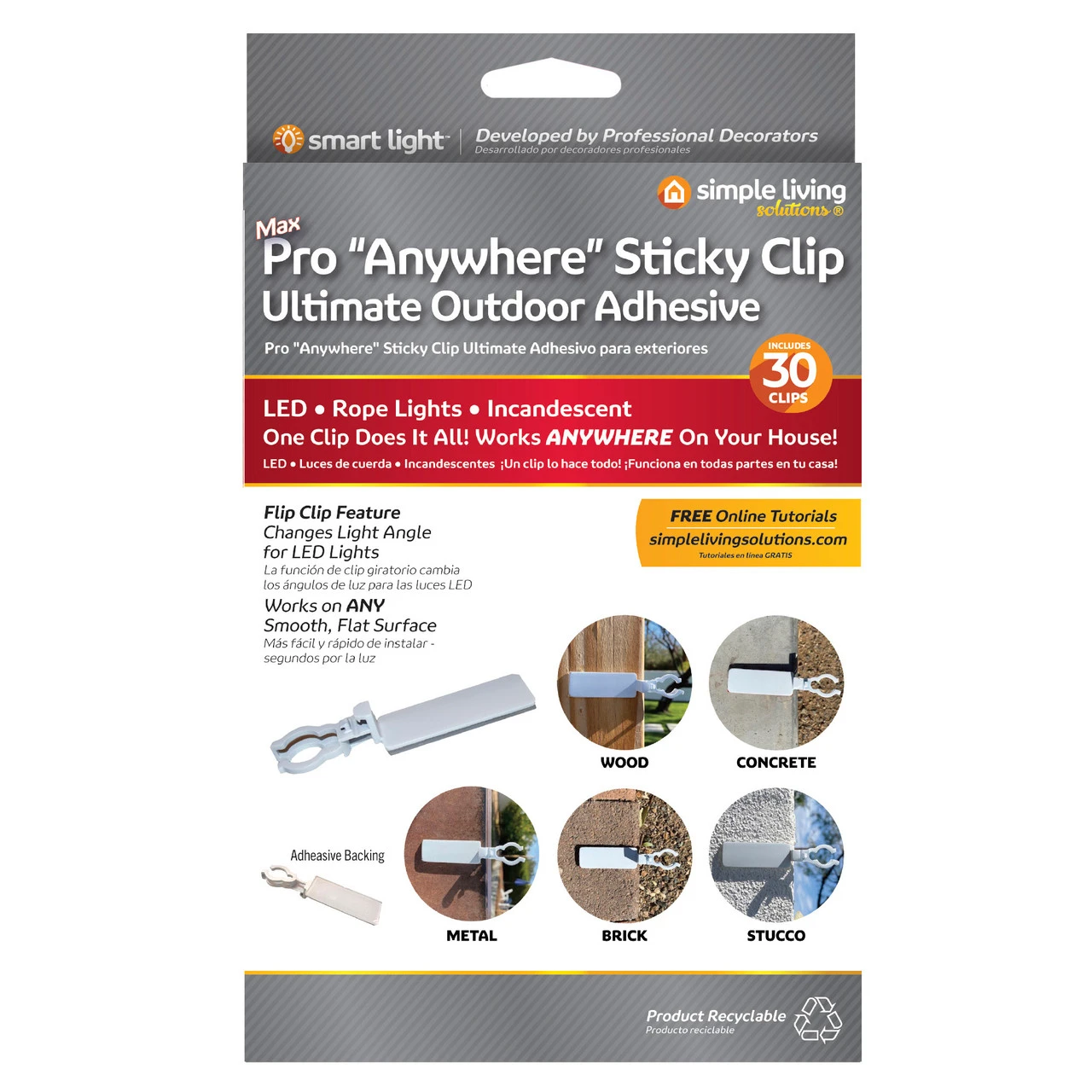 25ct Anywhere Outdoor Sticky Adhesive Clips - Image 2