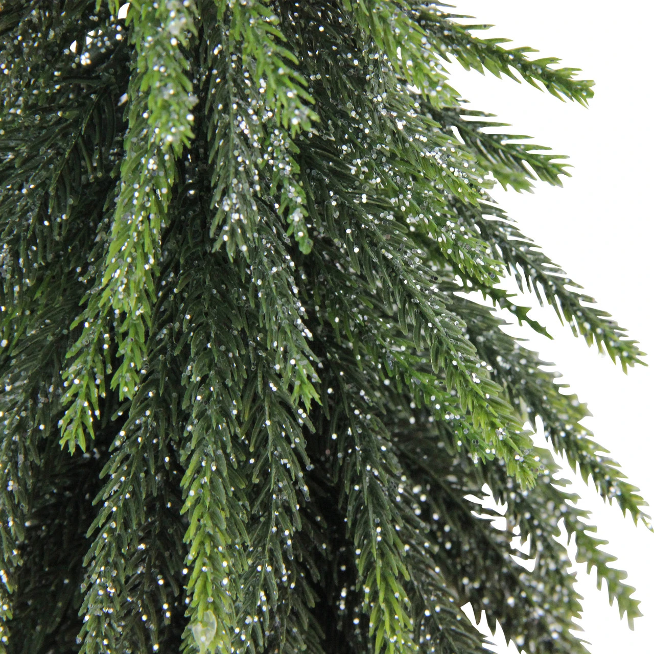 14" Green Glitter Weeping Mini Pine Christmas Tree In Burlap Covered Vase - Unlit - Image 3