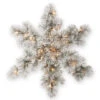 32” Pre-Lit Snowy Bristle Pine Snowflake With Battery Operated Warm White LED Lights