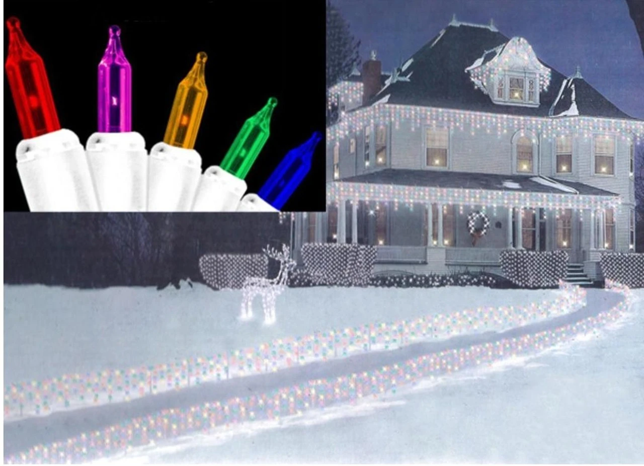 300-Count Multi-Color Mini Icicle Christmas Light Set - 8.2ft White Wire - Image 3
