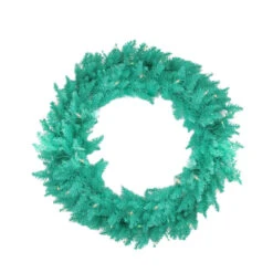 Pre-Lit Teal Green Ashley Spruce Artificial Christmas Wreath - 48-Inch, Clear And Green Lights